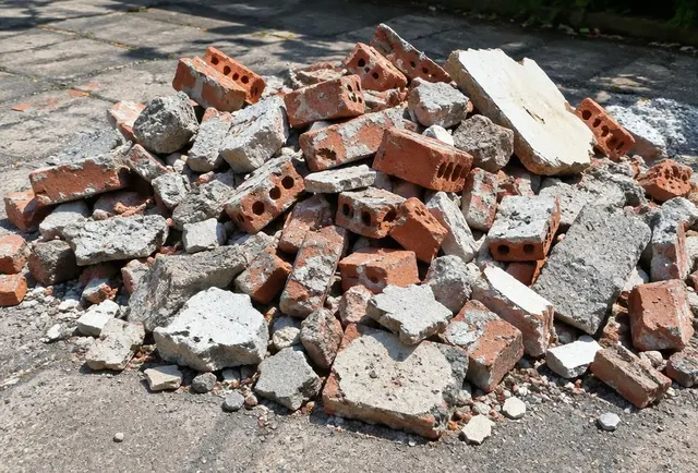 Rubble, bricks and renovation debris